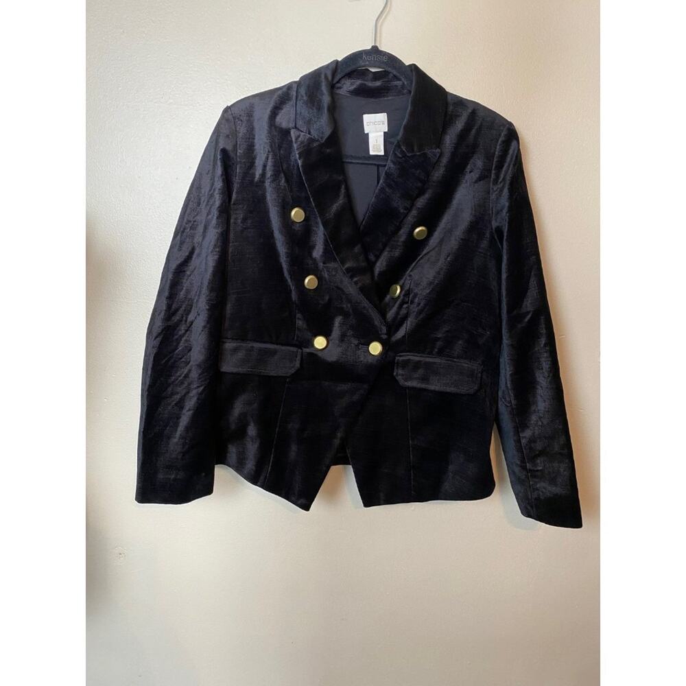 chicos black and gold velvet blazer medium witchy corpcore dark academia
